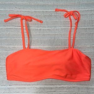 Neon Orange Tie Strap Bikini Top